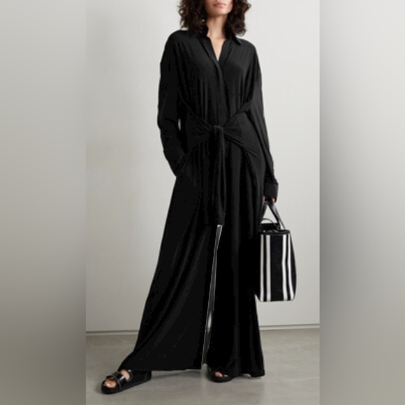 NORMA KAMALI Tie-front stretch-jersey wide-leg jumpsuit XL